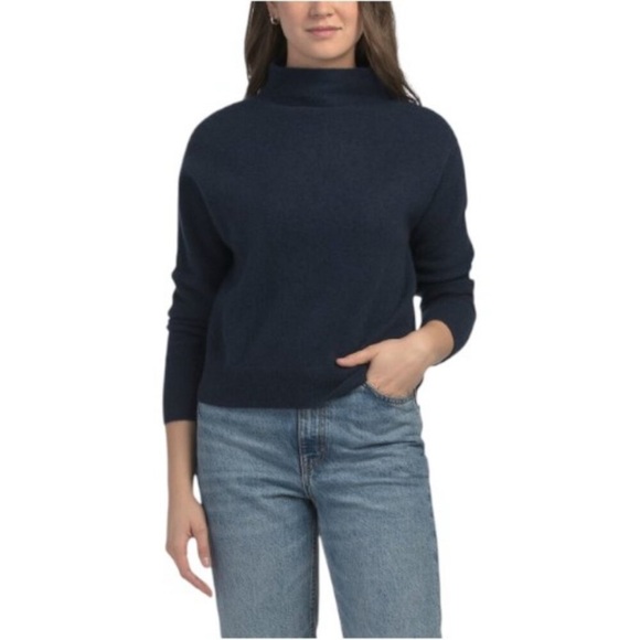 TAHARI 100% Cashmere Sweater Elegant Mock Neck Varying Knits/Textures Sz Med - Picture 8 of 9